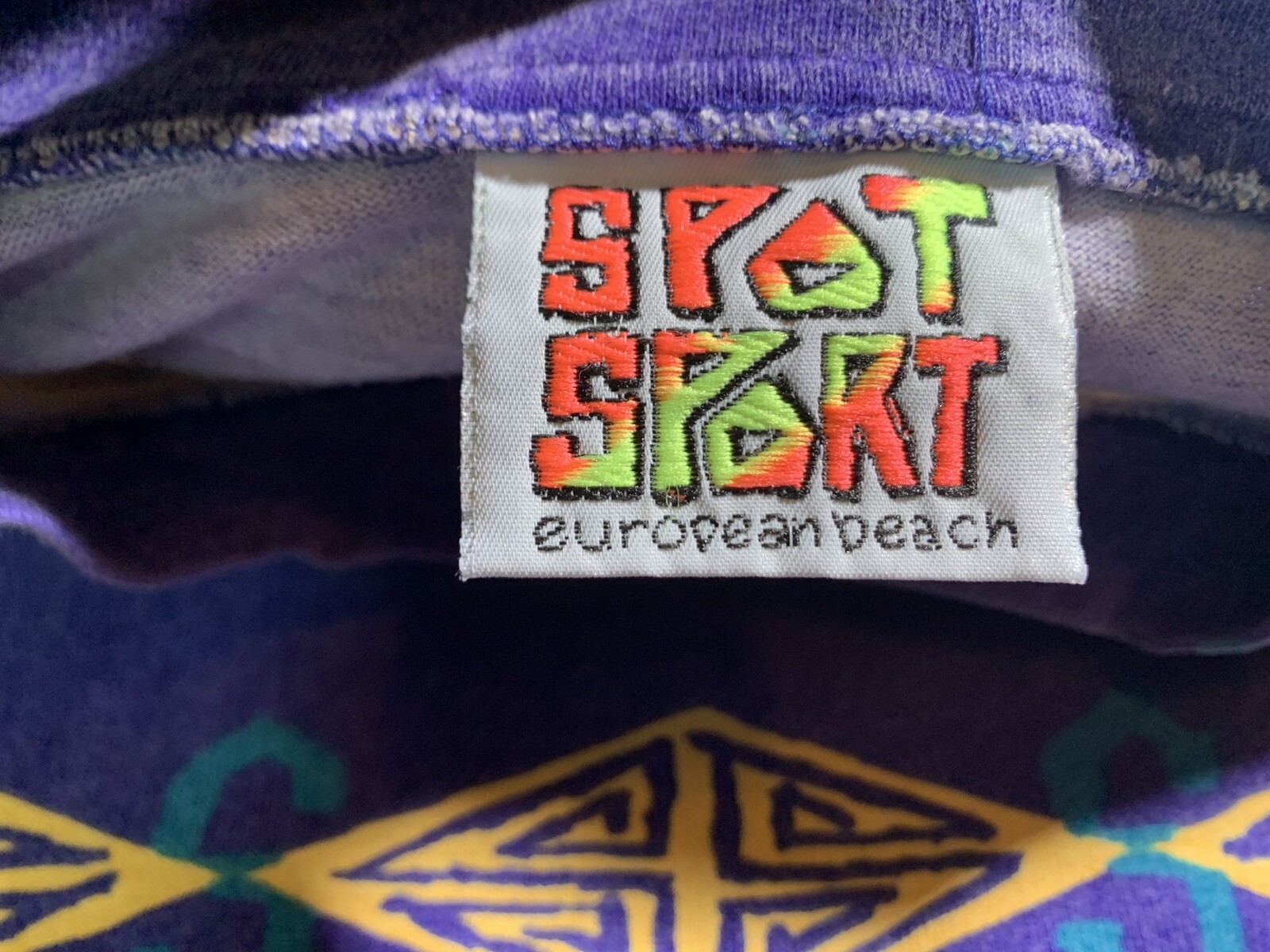 Vintage Spot Sport European Beach 80s Purple TShirt … Gem