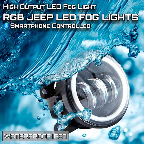 170W 16600LM LED Million Color Bluetooth RGB Headlight Fog Fits - Jeep Wrangler - Picture 5 of 10