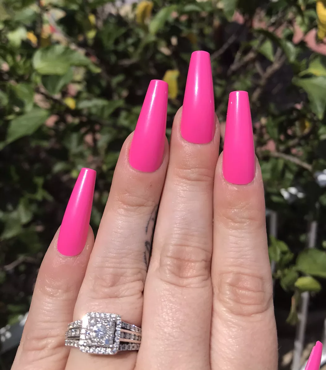 bright pink nails