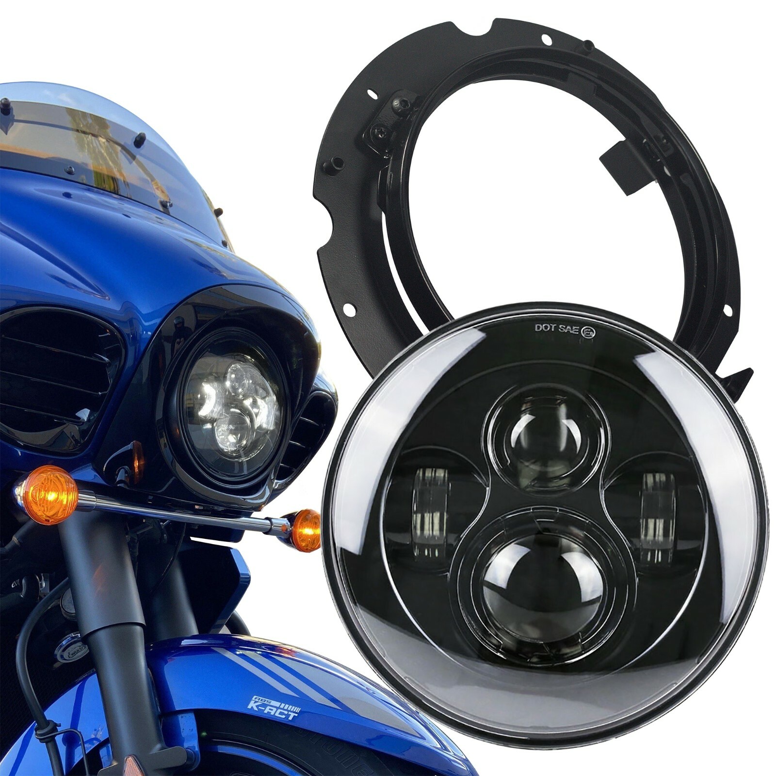 Eagle Lights LED Projection Headlight Kit for Kawasaki Vaquero and Voyager Black