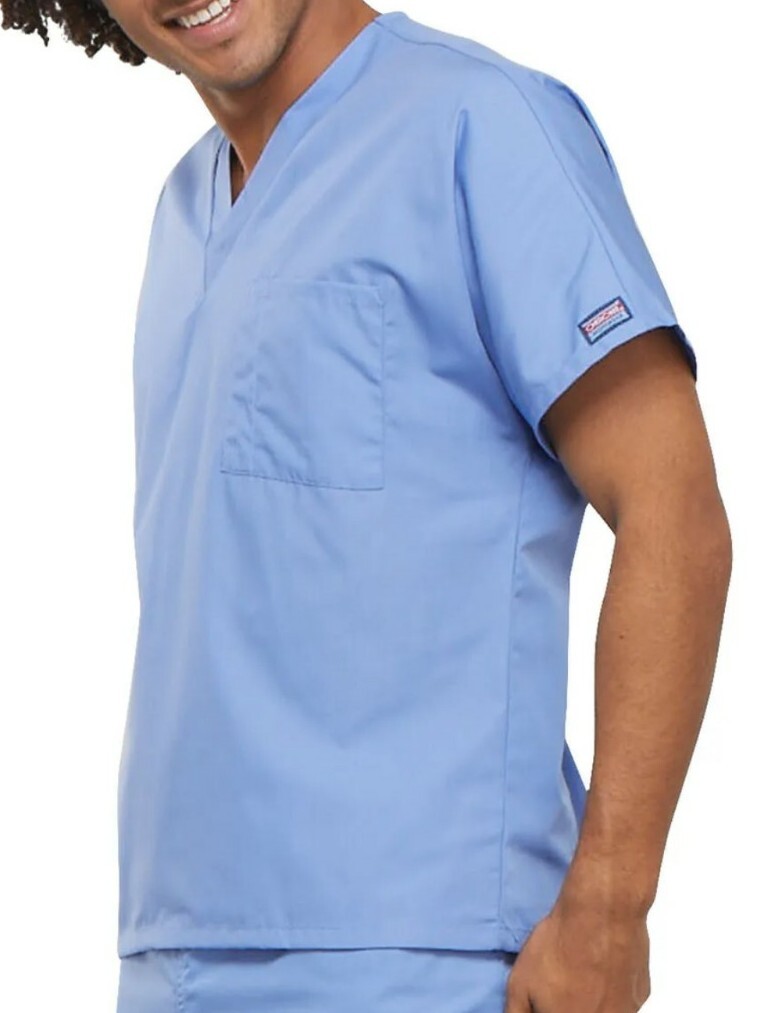 Cherokee Scrubs Unisex Workwear V Neck Scrub Top 4777 Blue Size Large
