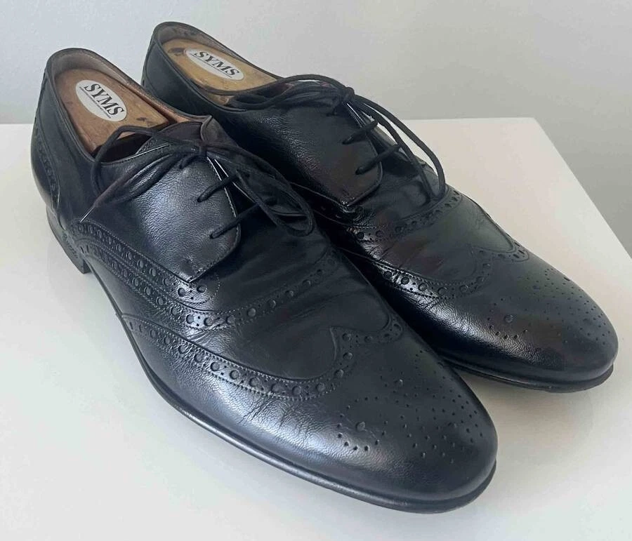 GUCCI CUIR NOIR BOUT D'AILE OXFORDS / CHAUSSURES HOMMES TAILLE 10 MED