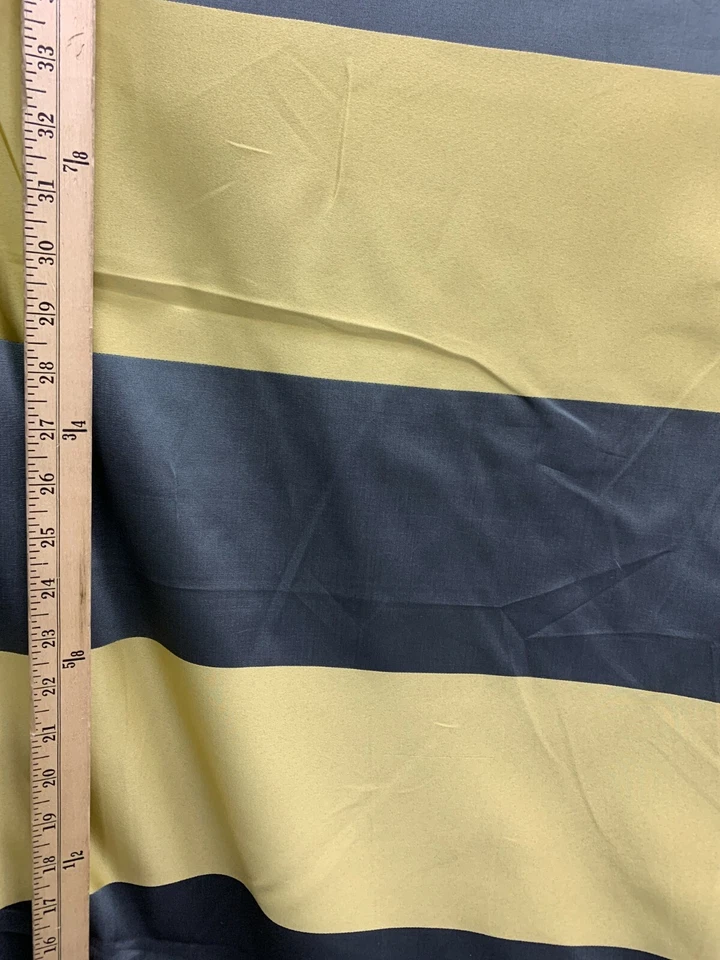 Tela para cortinas de tapicería brocado a rayas verde azulado oscuro dorado claro (54 pulgadas) Vendido por Foto 2 de 4