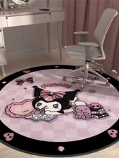 Kuromi Round Carpet Crystal Velvet Floor Mat Computer Chair Mat Multi Size Gift
