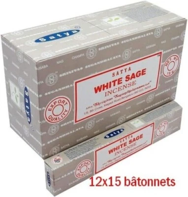 Encens SATYA sauge blanche 180 batons (12 btes de 15) Relaxation purification
