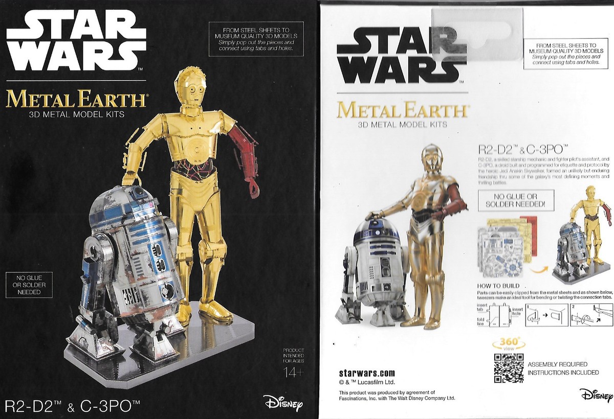 Star Wars R2-D2 and C-3PO Colored Metal Earth Steel Model Deluxe