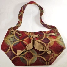 Artisan Boho Fabric Handmade Handbag Tote Drawstring Gromets We 3 Designs 12"