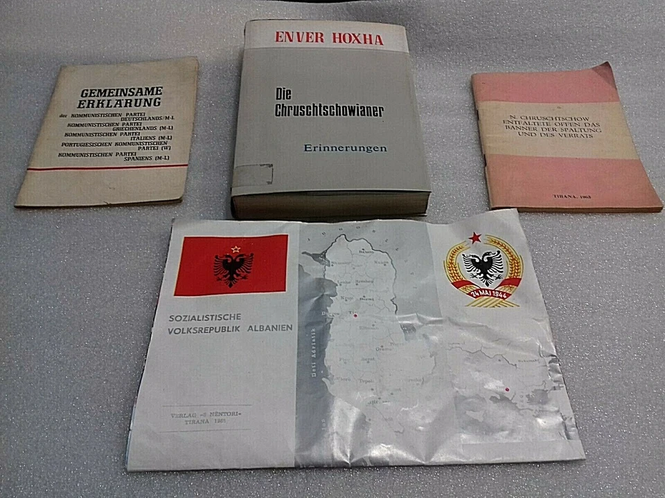 old 4 albanian books-Enver Hoxha-communism time-illustrated-Albania-german-rare - Image 2 of 3