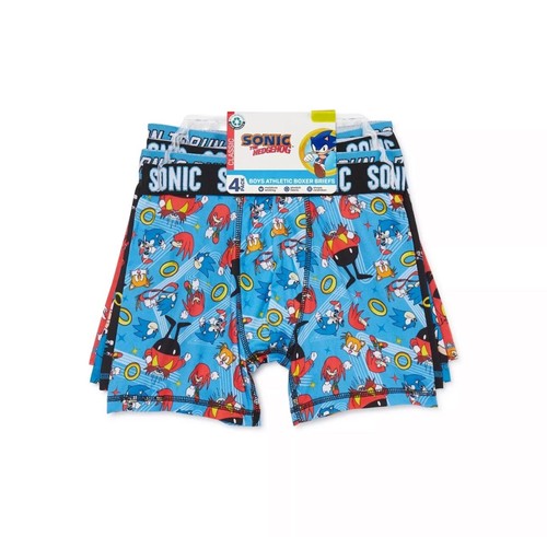 Funfare Sonic The Hedge Hog 4 Pack Tagless Boy Boxer Briefs Size 8 Underwear NEW