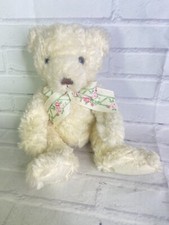 VTG Russ Berrie Shelby Bear Stuffed Animal Plush Toy Cream Floral Rose Bow
