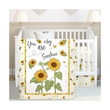 Mixweer 3 Pcs Sunflower Bee Baby Crib Bedding Set Baby Girl Yellow Crib Sheet...
