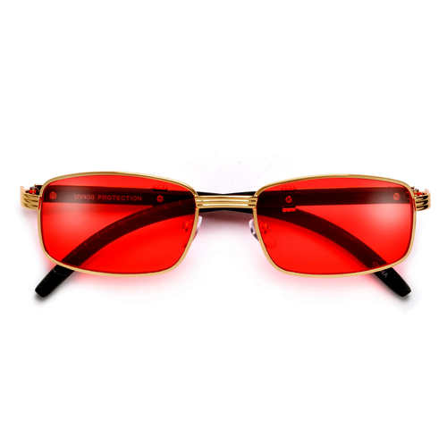 Herren Hip Hop Sonnenbrille orange pink gelbe Gläser quadratisch edel goldfarbenes Gestell stilvoll - Bild 7 von 8