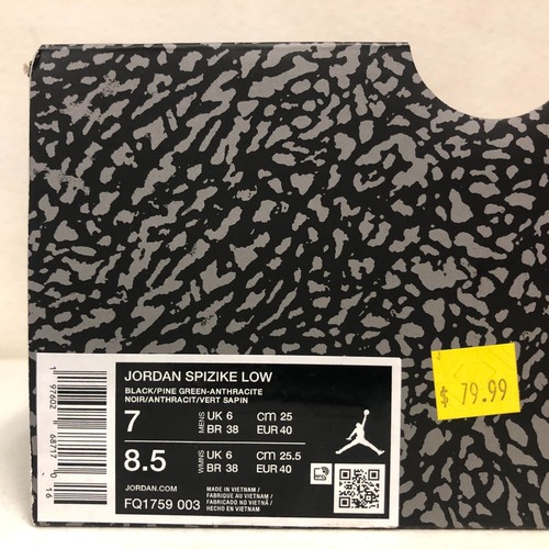Nike Jordan Spizike Low Black Pine Green Anthracite FQ1759-003 Size 7 - Picture 8 of 8