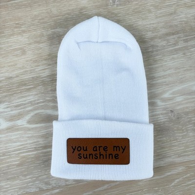 You Are My Sunshine Newborn Engraved Beanie 0-3 Months White Baby Infant Hat