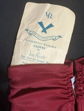 1960's Van Raalte Nylon Dress Gloves Women Sz A Gathered Elastic Burgundy NWT