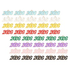 40Pcs Mini Metal 2026 Number Pendant Charms Assorted Color for DIY Craft