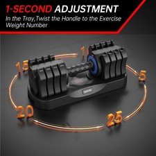 Imagen de 25LB Adjustable Dumbbell Pair Quick Dial Fast Change Weights Compact Free Weight