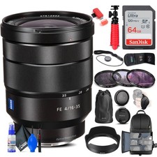 Sony Vario-Tessar T FE 16-35mm f/4 ZA OSS Lens + Filter + Bag + 64GB Card + More