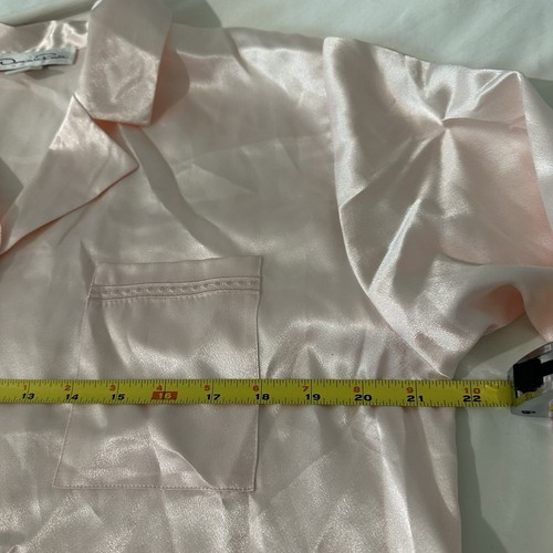 Camicia da notte donna Oscar De La Renta in raso rosa taglia M manica lunga con bottoni - Foto 6 di 7