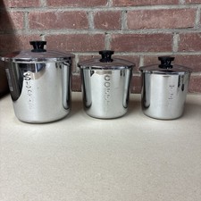 Vintage MCM Everedy Stainless Steel Canister Set of 3