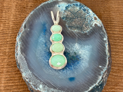 Jay King DTR 4 Stone Drop Pendant Green Opal Faceted Gems Sterling Silver Rare