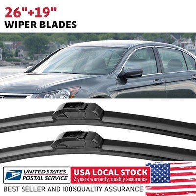 SET OF 2 NEW 26''& 19'' Wiper Blades Standard Hybrid silicone U-Hook Windshield