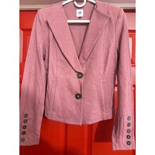 Cabi Women Pink Knit Blazer Jacket Two Button Back Detail Size 2