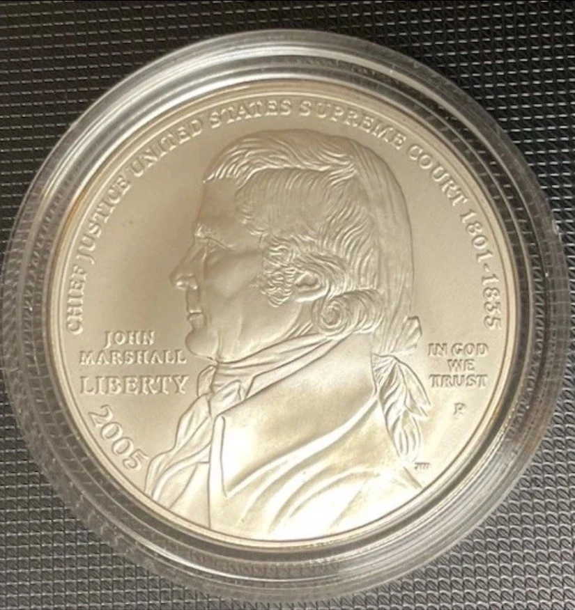 2005-P $1 Silver Dollar John Marshal Chief Justice - Uncirculated- COA #0058  - Image 3 of 4