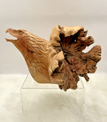 Hand Carved Wooden Eagle Sculpture 