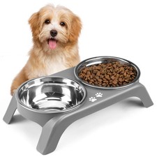 Elevated Dog Bowls for Small Dogs, 3” High Raised Dog Bowl Stand with Dual 5”...