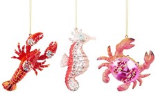 Baumschmuck Meerestiere (3er Set) - Hummer, Seepferdchen, Krebs - Baumdeko Meer 