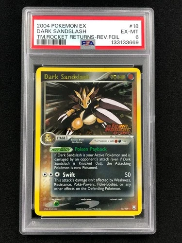 Pokemon 2004 Dark Sandslash Stamped Holo 18/109 PSA 6