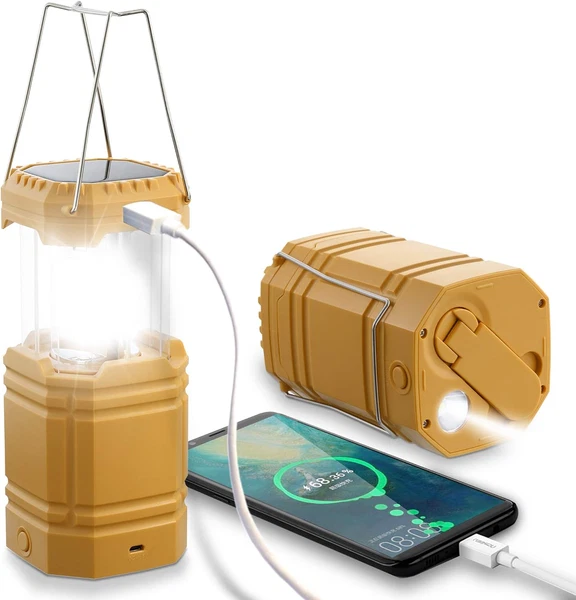 Led Campinglampe Solar, Led Camping Laterne, Notfallleuchte Mit Handkurbel, Ein-image