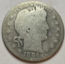 1896 O - Barber Quarter 25c - Better Date Exact Coin Imaged #BAR67