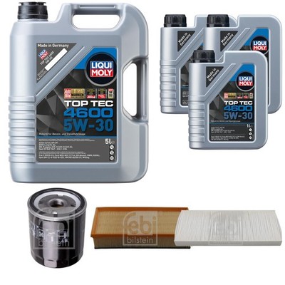 FEBI BILSTEIN Inspektionspaket 8L Liqui Moly Top Tec 4600 5W-30 für Citroën C8
