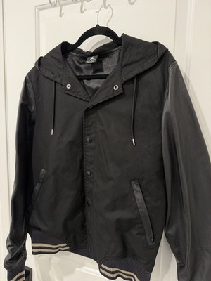$600 Rare Air Jordan Leather Varsity Jacket Black Men s Medium