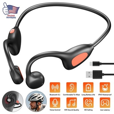Bone Conduction Headphones Bluetooth 6.1 Wireless Headset Outdoor Sport Earbuds