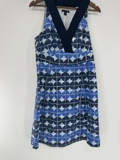 Tommy Hilfiger Blue White Circle Sleeveless Dress L NWT geometric babydoll beach