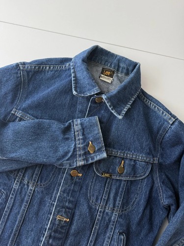 Lee, VTG 1970s Lee Riders Denim Jean Trucker Jacket Made in USA 38 LONG PATD 153438