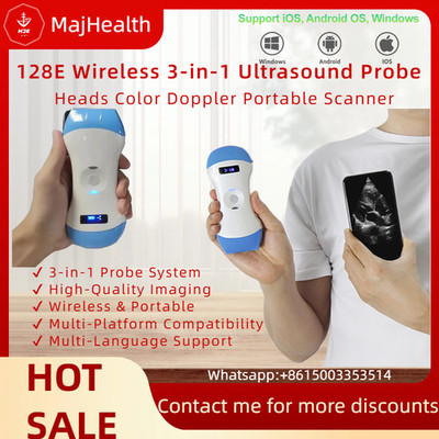 128E Wireless 3-in-1 Ultrasound Probe   Portable, Dual Head, Color Doppler Scann