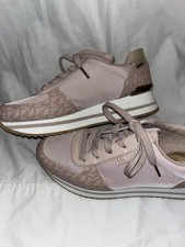 Michael Kors Pink Gold Metallic Logo Lace-Up Sneakers Lightweight Low Top