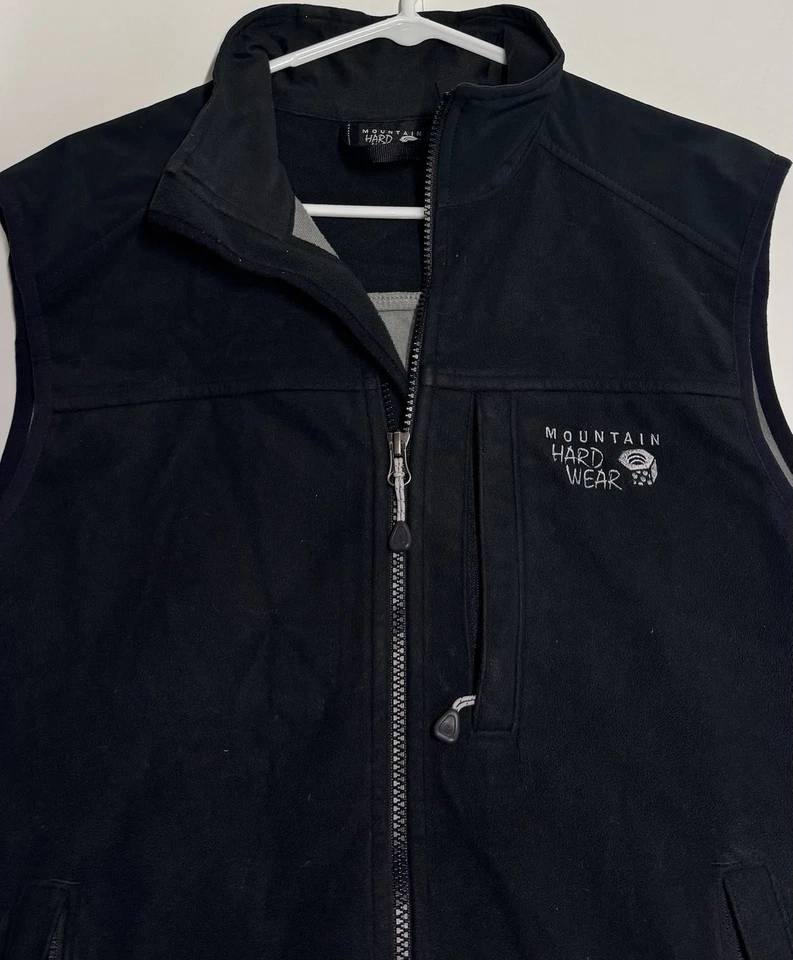 Chaleco polar Mountain Hardware para hombre mediano negro carcasa suave bolsillos con cremallera completa Foto 3 de 4