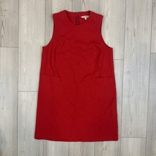 BODEN Pocket Detail Mini Shift Dress Red US 12R D0744 Sleeveless Wool Blend