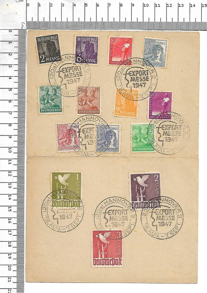 Export Messe Hannover 1947 Marken auf Blatt mit Stempel ; 62597 - Bild 1 von 2