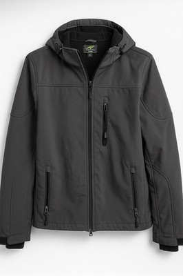 NordTrack Men s Gray Softshell Hooded Jacket Zip Pockets Size Medium
