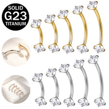 ZS 1 PIEZA 14G Titanio Circonita cúbica Anillos para el vientre Ceja Hélice Ombligo Cartílago Labret Piercing
