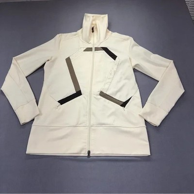 Lululemon Stride Origami Polar Cream/Grey/Black Trim Yoga Jacket Size 12