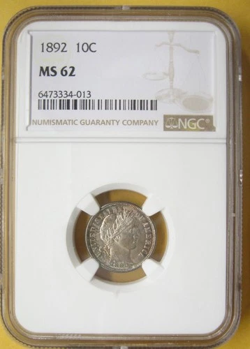 1892 Barber Dime NGC MS-62 Toned Take a Look