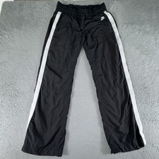 VTG 90s NIKE Track Pants Womens Small 4-6 Black White Stripe Y2K Silver Tag