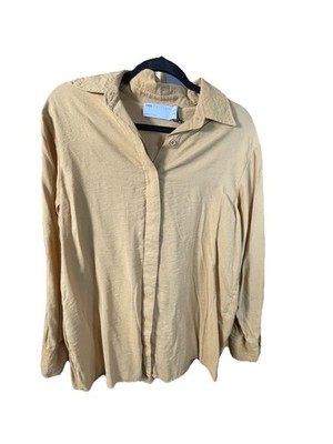 ASOS Design Button Down Tan Long Sleeve Collared Shirt Sz 0 Casual